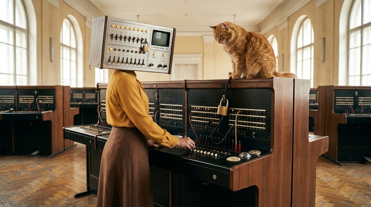 Doorverbinden mag, maar pas als het slot open is. De kater houdt het in de gaten.